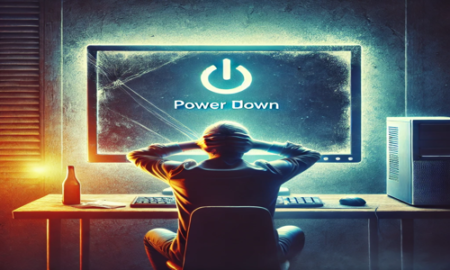 Frozen computer stuck on screen, unable to turn off using the power button.