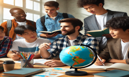 Students studying abroad, highlighting the benefits and challenges of obtaining an international education.