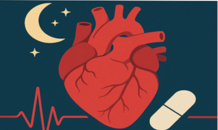 Illustration showing melatonin’s role in heart health with a human heart graphic, calming background, and wellness symbols representing cardiovascular benefits and blood pressure regulation